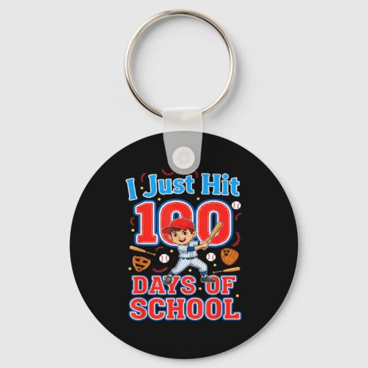 Porte-clés Frapper 100 jours d'école baseball 100e jour garço (Recto)