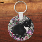 Porte-clés Frapules en Fleurs II - Tuxedo Cat (Recto)