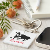 Porte-clés Freedom Black White Pop Art Runses Horses (Devant Droit)