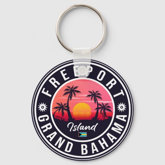 Porte-clés Freeport Bahamas Retro Sunset Souvenirs 60s (Recto)