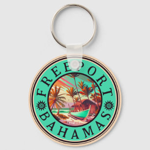 Porte-clés Freeport Bahamas Retro Sunset Travel Souvenir les
