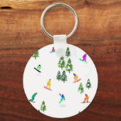 Porte-clés Freeride Snowboarder Illustration de snowboard (Recto)