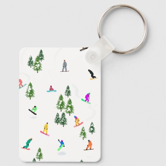 Porte-clés Freeride Snowboarder Illustration de snowboard (Verso)