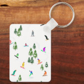 Porte-clés Freeride Snowboarder Illustration de snowboard (Verso)