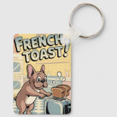 Porte-clés French Bulldog Breakfast Cartoon Art (Verso)