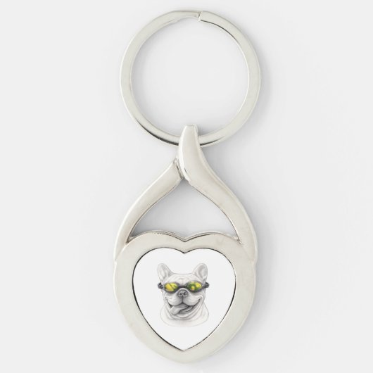 Porte-clés French Bulldog Heart Keychain  (Devant)