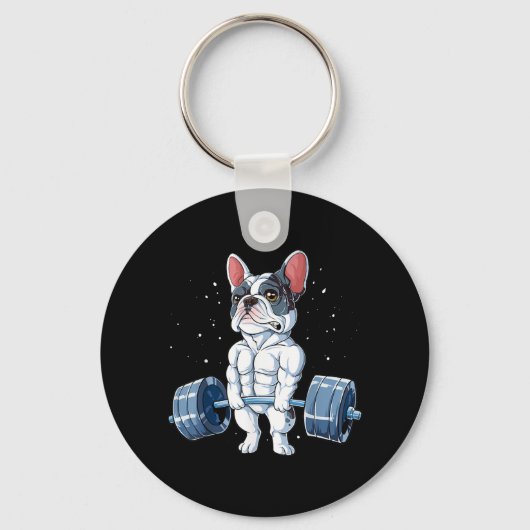 Porte-clés French Bulldog Poids Funny Deadlift Gym (Recto)