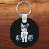Porte-clés French Bulldog Poids Funny Deadlift Gym (Recto)