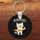 Porte-clés French Cat With Baguette Cute Cat Paris Funny Anim (Recto)