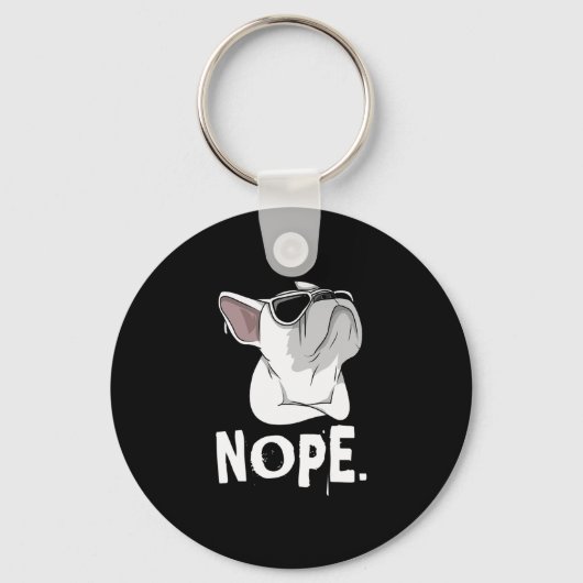 Porte-clés Frenchie Bouledogue Français Blanc  (Recto)