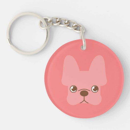 Porte-clés Frenchie rose (Devant)