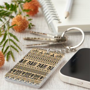 Porte-clés Fret grec, Motif méditerranéen, Brown