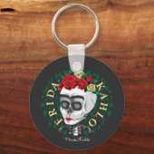 Porte-clés Frida Kahlo | Crâne avec couronne Rose (Recto)