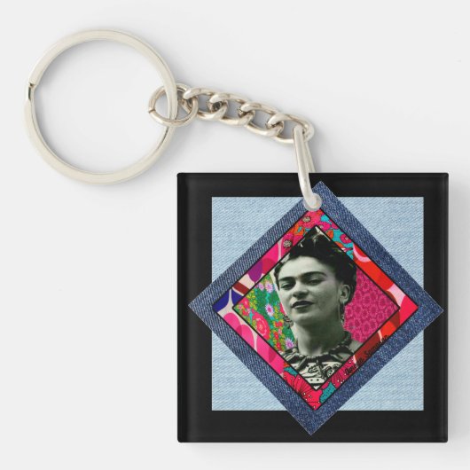 Porte-clés Frida Kahlo Retro Pink Denim (Devant)