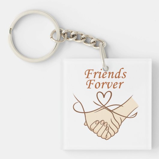 Porte-clés Friends Forever Holding Hands Square Keychain (Devant)