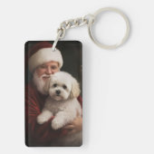 Porte-clés Frise de Bichon avec Noël Festif du Père Noël (Dos)