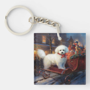 Porte-clés Frise de Bichon Frise Festin de Noël