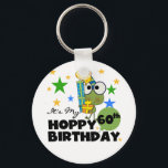Porte-clés Froggie Hoppy 60e anniversaire<br><div class="desc">Un design oh si mignon 60ème anniversaire avec une grenouille verte avec lunettes de vue entourée de cadeaux, ballons, étoiles avec le texte qui dit "C'est mon Hoppy 60ème anniversaire !". 60ème anniversaire T-shirts, boutons, magnets, cartes, petits cadeaux, sacs, tasses et autres objets qui font de grands cadeaux pour quiconque...</div>