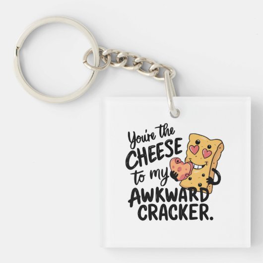 Porte-clés Fromage à Mon Awkward | Drôle et mignonne Valentin (Devant)