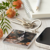 Porte-clés Frontière Collie Citrouilles Halloween effroi (Devant Droit)