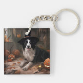 Porte-clés Frontière Collie Citrouilles Halloween effroi (Dos)