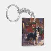 Porte-clés Frontière Collie Festive de Noël (Devant gauche)