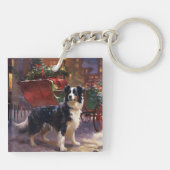Porte-clés Frontière Collie Festive de Noël (Dos)