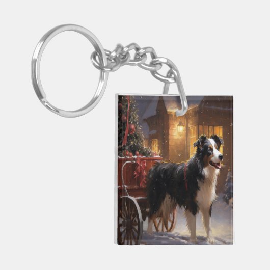 Porte-clés Frontière Collie Festive de Noël (Devant gauche)