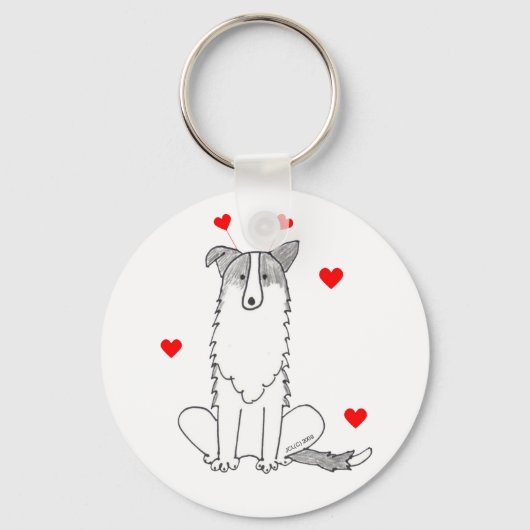 Porte-clés Frontière Collie Valentine Ears (Recto)