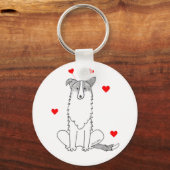 Porte-clés Frontière Collie Valentine Ears (Recto)