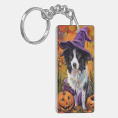 Porte-clés Frontière éffrayante Collie Halloween Sorcière Et (Devant gauche)