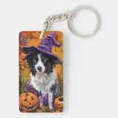 Porte-clés Frontière éffrayante Collie Halloween Sorcière Et (Dos)