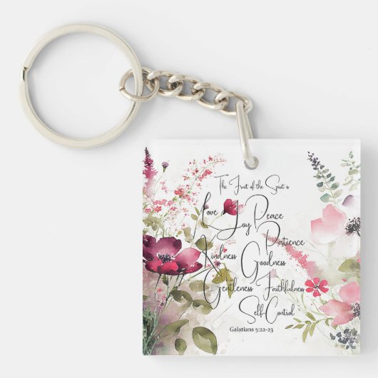 Porte-clés Fruit de l'Esprit floral rose (Devant)