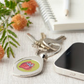 Porte-clés Fruit Motif fraises sur or Electrinique (Côté )