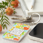 Porte-clés Fruits d'été frais et fleurs de Plumeria exotique (Devant droit)