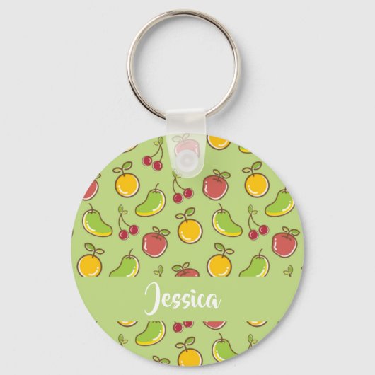 Porte-clés Fruits d'été frais motif vert (Recto)