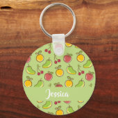 Porte-clés Fruits d'été frais motif vert (Recto)