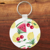 Porte-clés Fruits et baies vitrés sur blanc. (Recto)