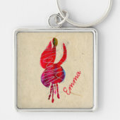 Porte-clés Fuchsia abstrait floral aquarelle (Devant)