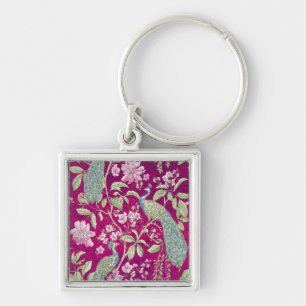 Porte-clés Fuchsia Chinoiserie paon floral