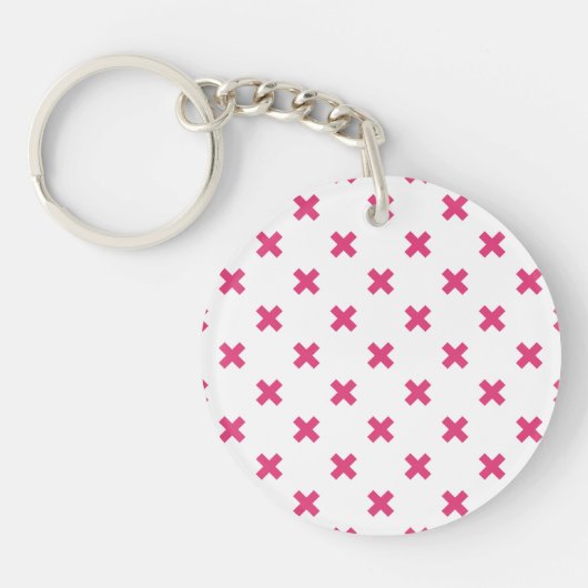 Porte-clés Fuchsia croix sur le blanc (Devant)