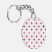 Porte-clés Fuchsia polka croise sur blanc (Devant gauche)