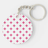 Porte-clés Fuchsia polka croise sur blanc (Dos)
