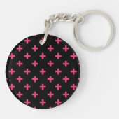 Porte-clés Fuchsia polka croise sur noir (Dos)