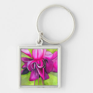 Porte-clés Fuchsia pop art watercolour flower