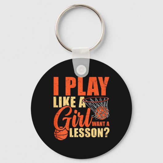 Porte-clés Fun Basketball Je Joue Comme Une Fille (Recto)