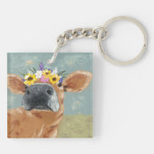 Porte-clés Fun de ferme - Vache avec couronne de fleurs (Dos)