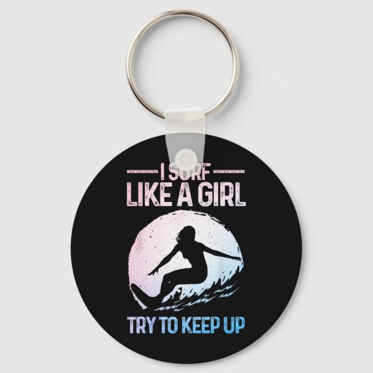 Porte-clés Fun design de surf comme une fille pour femmes rét (Recto)