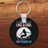 Porte-clés Fun design de surf comme une fille pour femmes rét (Recto)