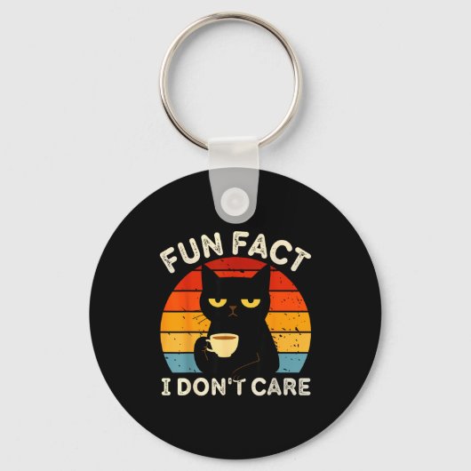 Porte-clés Fun Fact I Don't Care Funny Black Cat Saying Quote (Recto)